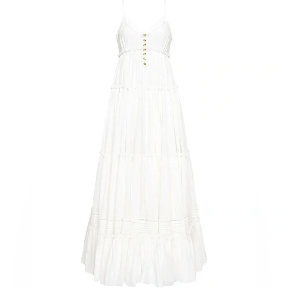 NWT AJE White Maxi summer Dress with gold buttons size 4 - Picture 5 of 7